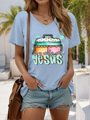 Women's Life Is Cooler With Jesus Printed Casual T-Shirt