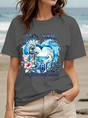 Women's In Oceans Deep My Faith Will Stand Printed Casual T-Shirt
