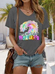 Women's Waves Won't Shake My Faith Printed Casual T-Shirt