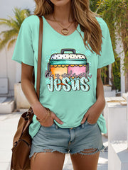 Women's Life Is Cooler With Jesus Printed Casual T-Shirt