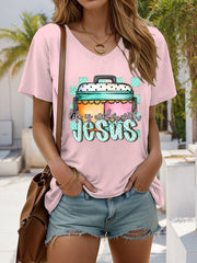 Women's Life Is Cooler With Jesus Printed Casual T-Shirt