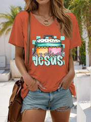 Women's Life Is Cooler With Jesus Printed Casual T-Shirt