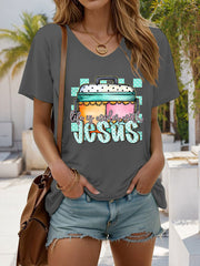 Women's Life Is Cooler With Jesus Printed Casual T-Shirt