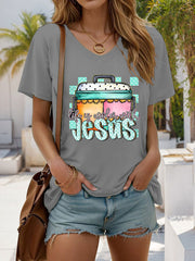 Women's Life Is Cooler With Jesus Printed Casual T-Shirt