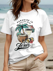 Women's Chillin' With Jesus Printed Casual T-Shirt