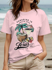 Women's Chillin' With Jesus Printed Casual T-Shirt