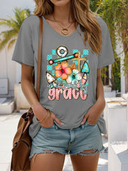 Women's Anchored By Grace Printed Casual T-Shirt