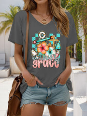 Women's Anchored By Grace Printed Casual T-Shirt