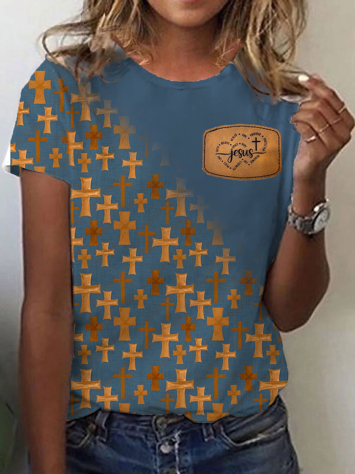 Women's Jesus Cross Short-sleeved T-shirt