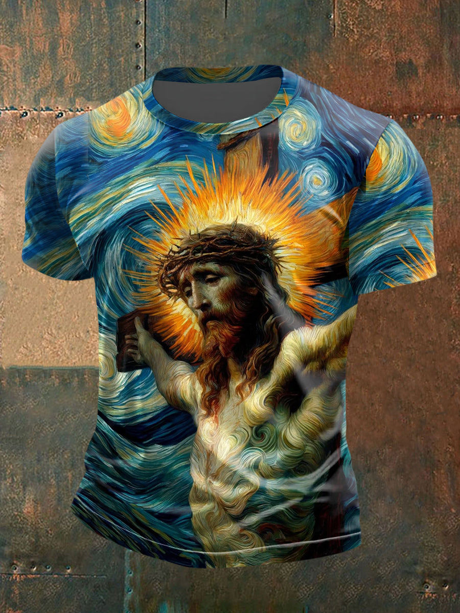 Men's Jesus Starry Sky Short Sleeves T-shirt