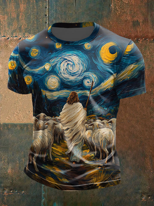 Men's Jesus Starry Sky Short Sleeves T-shirt