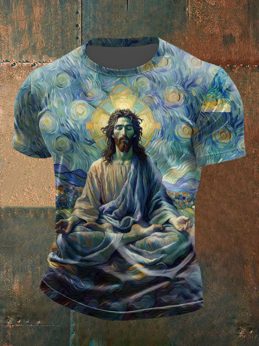 Men's Jesus Starry Sky Short Sleeves T-shirt