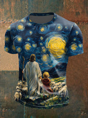 Men's Jesus Starry Sky Short Sleeves T-shirt