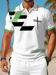 Men's Faith Over Fear Geometric Print Two-Piece Set