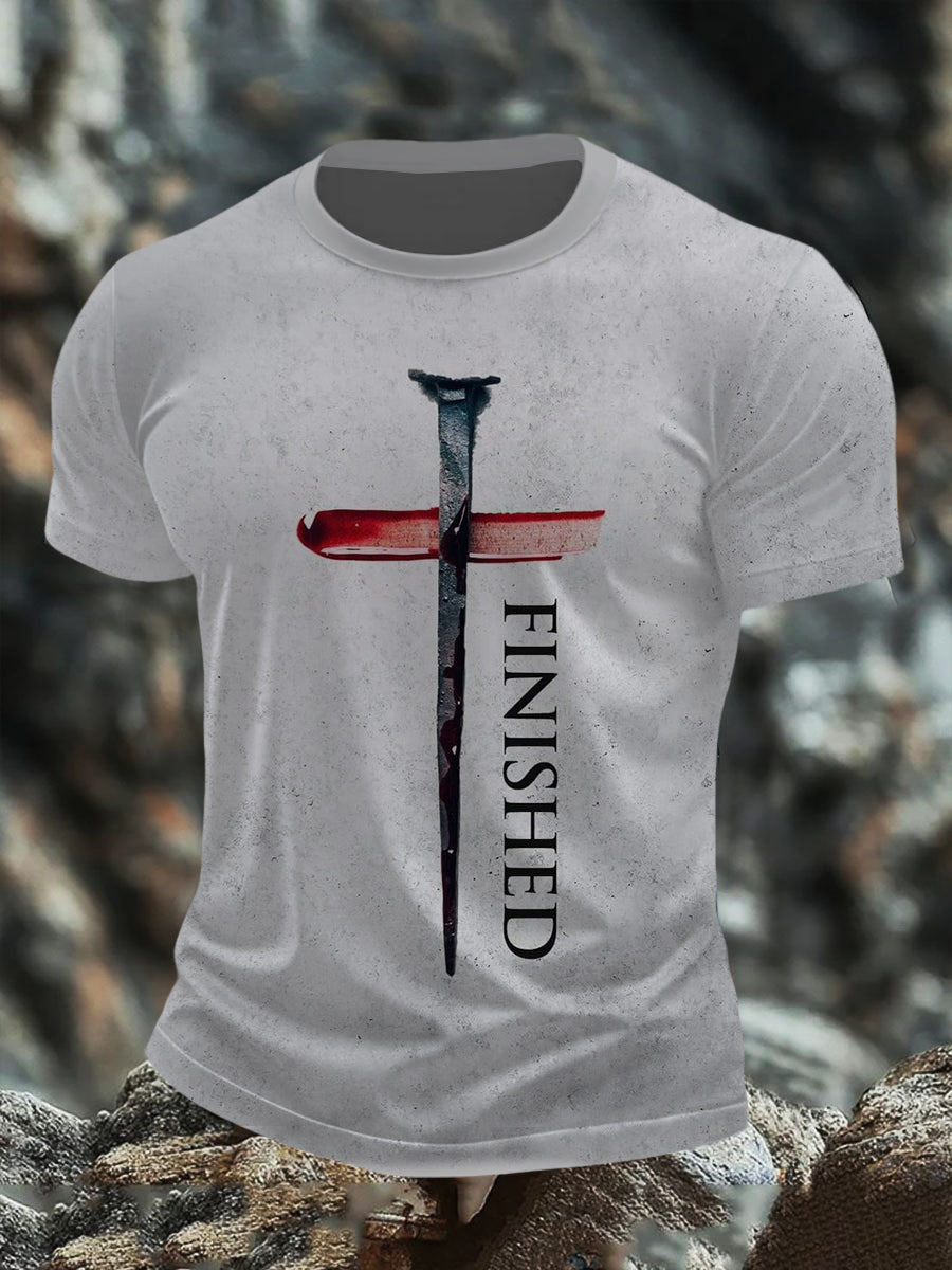 Men's Finished Bloody Cross Short Sleeves T-shirt