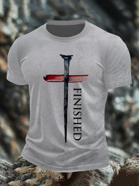 Men's Finished Bloody Cross Short Sleeves T-shirt