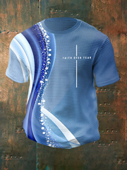Men's Faith Over Fear Waffle Print Casual T-Shirt