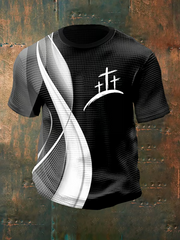 Men's Faith Cross Waffle Print Casual T-Shirt