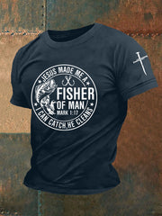 Men's Jesus Made Me A Fisherman Casual Tee