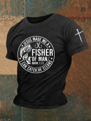 Men's Jesus Made Me A Fisherman Casual Tee