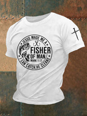 Men's Jesus Made Me A Fisherman Casual Tee