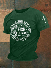 Men's Jesus Made Me A Fisherman Casual Tee