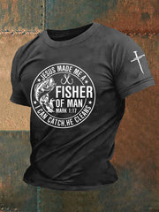 Men's Jesus Made Me A Fisherman Casual Tee