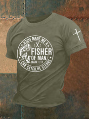Men's Jesus Made Me A Fisherman Casual Tee