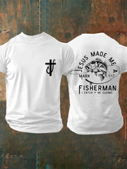 Men's Jesus Made Me A Fisherman Casual Tee