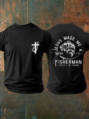 Men's Jesus Made Me A Fisherman Casual Tee
