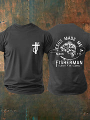 Men's Jesus Made Me A Fisherman Casual Tee