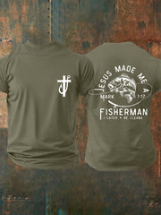 Men's Jesus Made Me A Fisherman Casual Tee