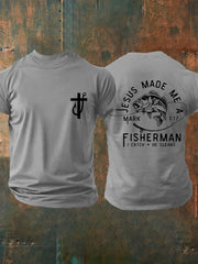 Men's Jesus Made Me A Fisherman Casual Tee