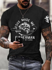 Men's Jesus Made Me A Fisherman Casual Tee