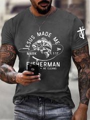 Men's Jesus Made Me A Fisherman Casual Tee