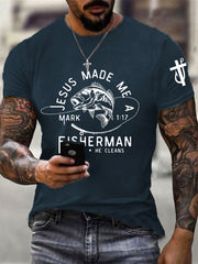 Men's Jesus Made Me A Fisherman Casual Tee