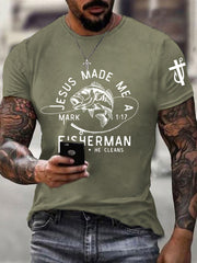 Men's Jesus Made Me A Fisherman Casual Tee