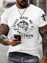 Men's Jesus Made Me A Fisherman Casual Tee