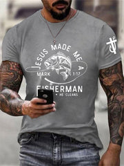 Men's Jesus Made Me A Fisherman Casual Tee