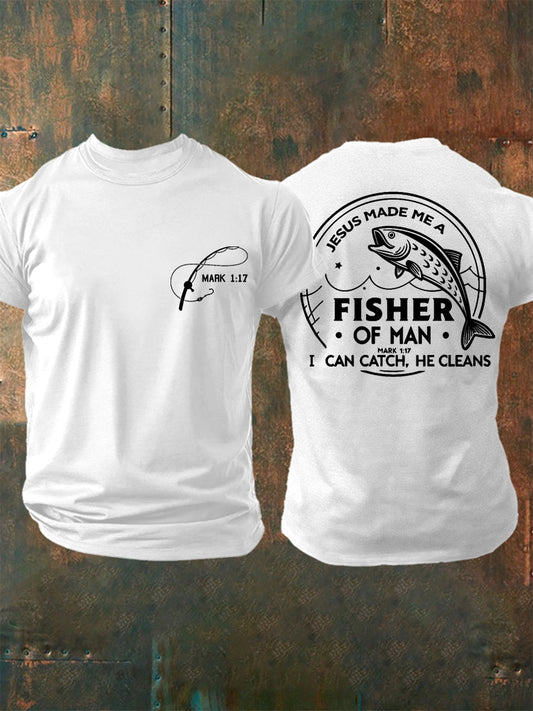 Men's Jesus Made Me A Fisherman Mark 1:17 Casual Tee