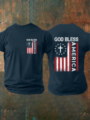 Men's God Bless America Cross Short Sleeve T-shirt