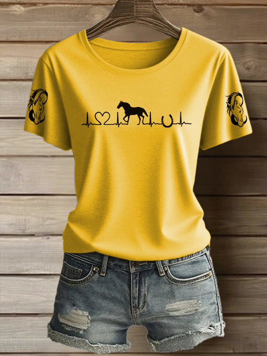 Women's Horse Heartbeat Horse Lover Short Sleeve T-Shirt