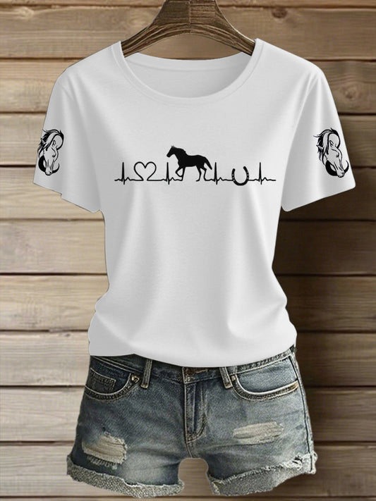Women's Horse Heartbeat Horse Lover Short Sleeve T-Shirt