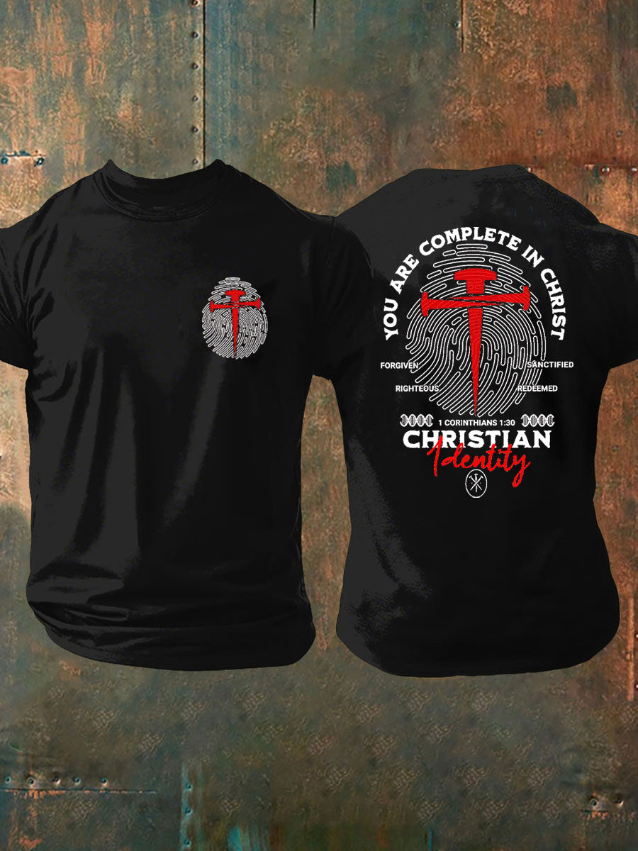 Men's You Are Complete In Christ Printed Casual T-Shirt