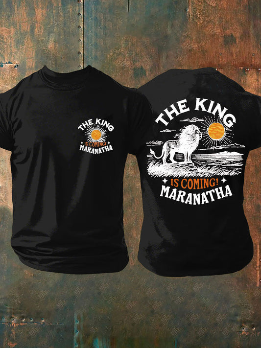 Men's The King Is Coming Printed Casual T-Shirt