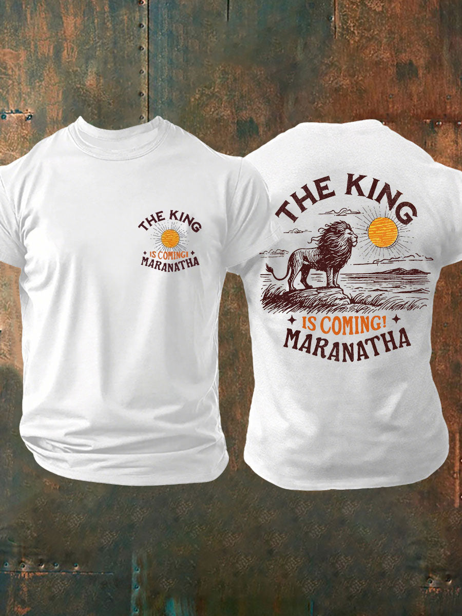 Men's The King Is Coming Printed Casual T-Shirt