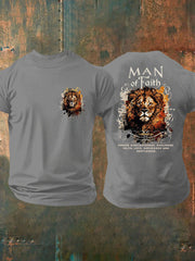Men's Man of Faith Lion Printed Casual T-Shirt
