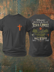 Men's Whosoever Shall Call In The Name Of Jesus Christ Printed Casual T-Shirt