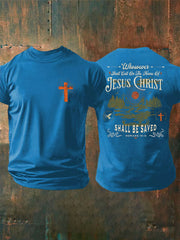 Men's Whosoever Shall Call In The Name Of Jesus Christ Printed Casual T-Shirt
