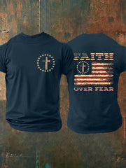 Men's Faith Over Fear Flag Cross Short Sleeve T-shirt